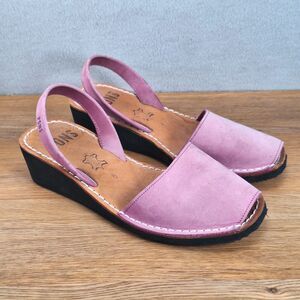 Pons Avarcas Women's 36 Classic Slingback Sandals Berry Pink Leather Flat Shoes